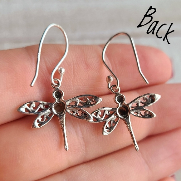 Dragonfly - Black Sandstone - Namibia 925 Earrings - Picture 5 of 5